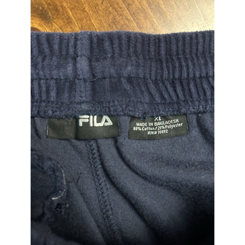 Vintage FILA Velour Track Pants Navy Blue Red Piping Size XL 90s Y2K Zip Ankle - Picture 8 of 8